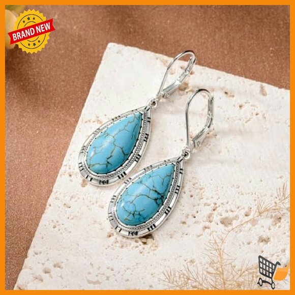 Sterling Silver Turquoise Dangle Earrings, 925 Stamp, Hypoallergenic